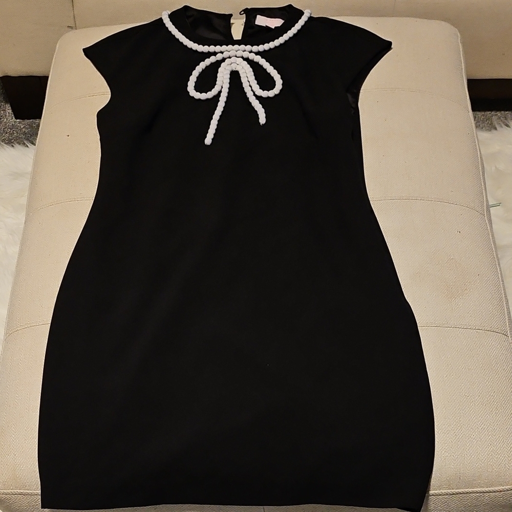 Ted Baker Black Dress with White Bow Detail
